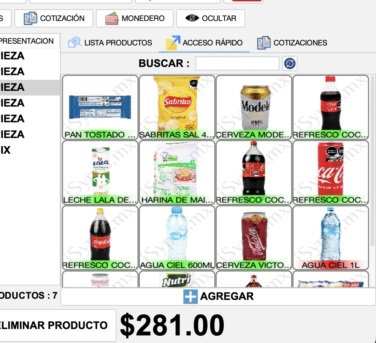 Captura de iSypos: Acceso rápido