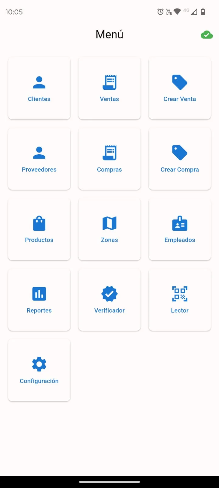 Menú de la app móvil iSypos
